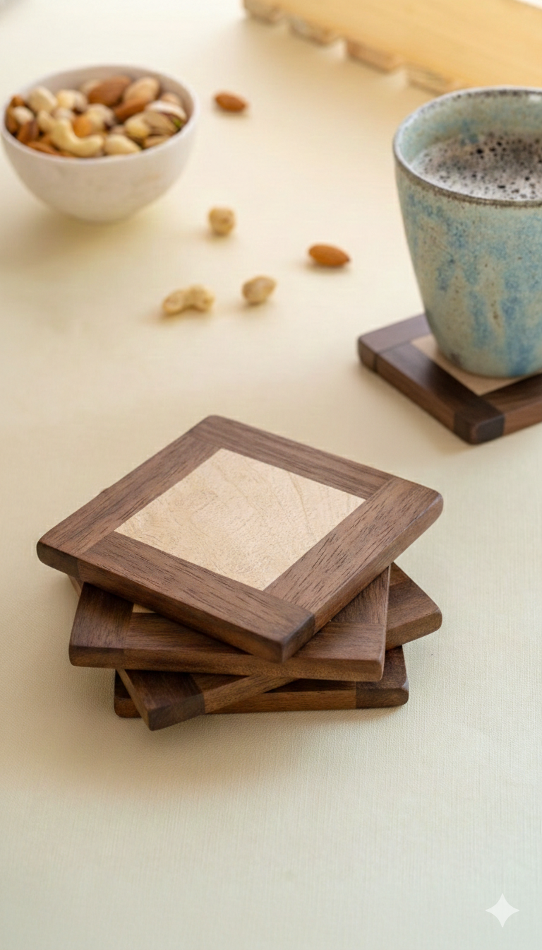 Stone-Hearth Bark Coasters