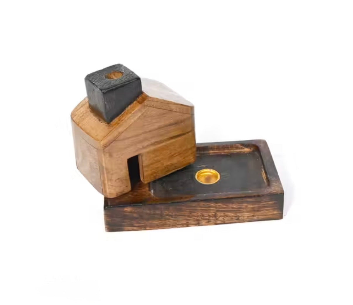 Wooden house incense holder